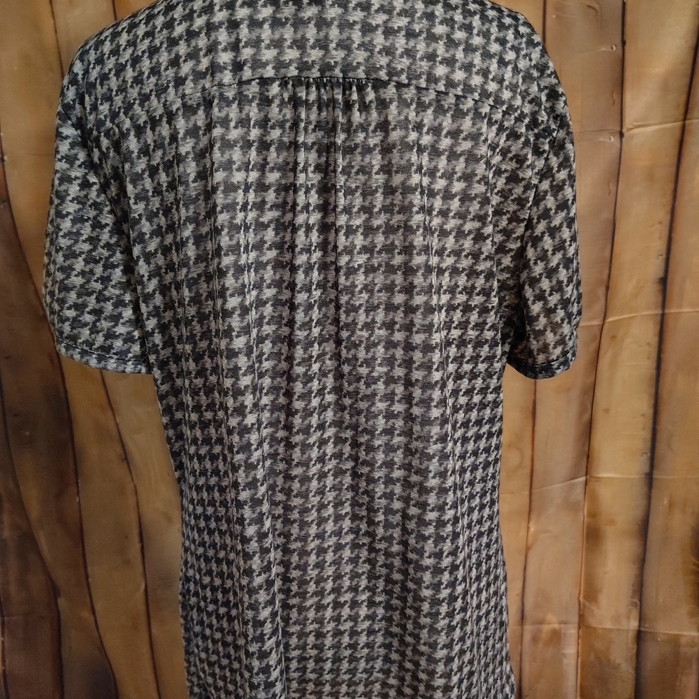 Covington Black and White Houndstooth Tie-Neck Blouse - Picture 4 of 10